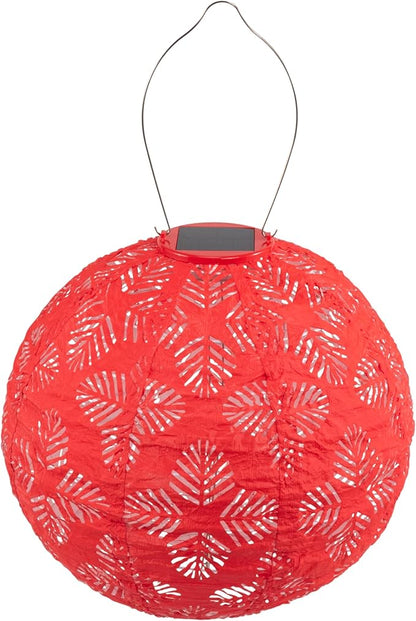Allsop Soji Stella - Brights Geo Palm - 12" Outdoor Solar Lantern - Chili