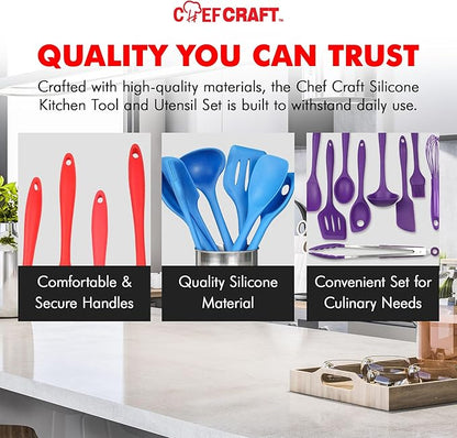 Chef Craft 9 Piece Green Premium Silicone Kitchen Tool Set (42084)