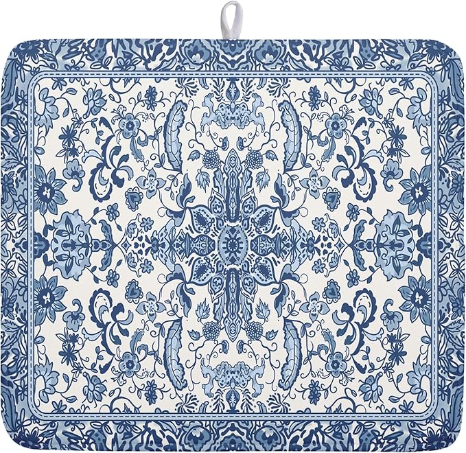 Chinoiserie Floral Dish Drying Mat