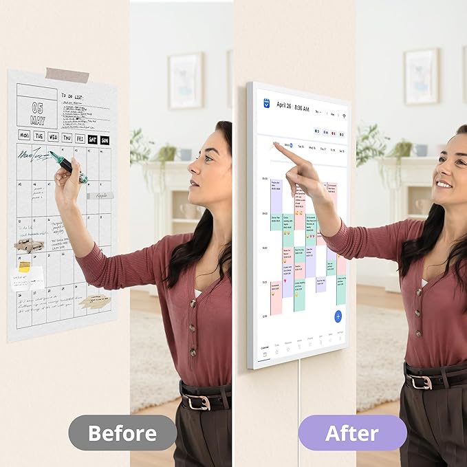 Digital Calendar 32 Inch Touch Screen, Electronic Wall & Desk Calendar Chore