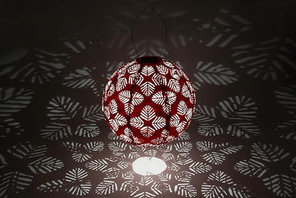 Allsop Soji Stella - Brights Geo Palm - 12" Outdoor Solar Lantern - Chili