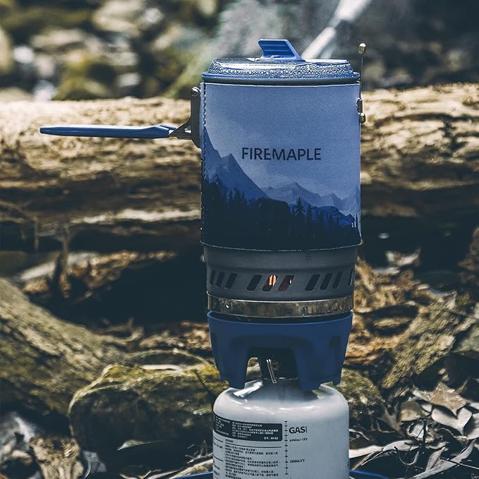 Fire Maple Polaris Pressure Regulator Cooking System | Portable Camping Backpacking Gas Stove with Piezo Ignition POT Support & Stand | Compact Gas Stove Burner for Hiking Bushcraft Trekking (Blue)