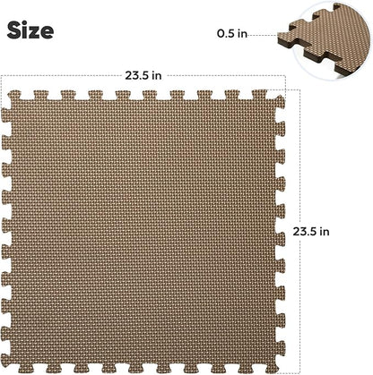 Home Gym Mat, Puzzle Exercise Mat, EVA Interlocking Foam Floor Tiles for Home Workout Equipment and Kids' Play Areas - Blue, 24 in x 24 in x ½ in - (Brown, 16 Pack(64 SQ FT))