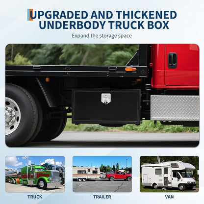 Black Steel Underbody Truck Tool Box for Pickup RV Toolbox Truck Bed Toolboxes Heavy Duty Waterproof Truck Chest with Lock,30 x 14 x 16 Inch