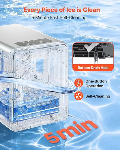 VEVOR Countertop Ice Maker, 33 lbs per Day, Self-Cleaning Portable Machine