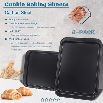 Small Cookie Sheets, Baking Pans, Nonstick Carbon Steel Baking Sheets, 9.5 X