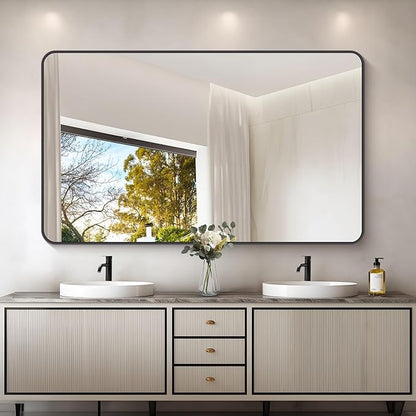 60" x 36"Bathroom Mirror, Matte Black Wall Mirror