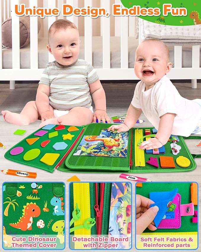 Gojmzo Busy Board Montessori Toys for Toddler Year Old Boy Girl Birthday Gifts, Busy Book Sensory Toys for Toddlers, Learning Educational Toddler Travel Activities