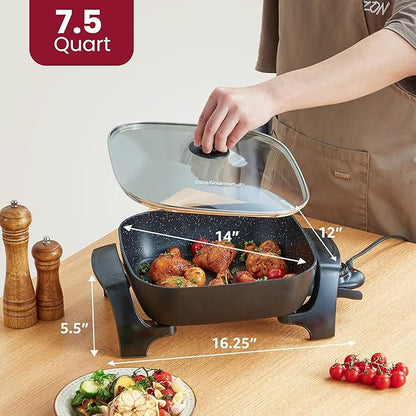 Elite Gourmet EG6201 Extra Deep 12"x12"x3.2" Scratch Resistant Dishwasher Safe