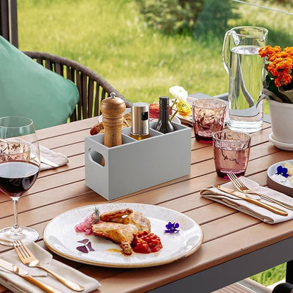 DRASTAR Wooden Silverware Caddy, Flatware Cutlery Holder, Kitchen Utensil Holder