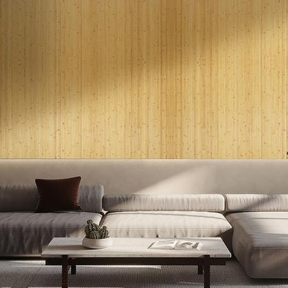 OUZUGIE 1 Pack 96x48 Inch Natural Bamboo Wall Panel – Natural Pole Wrap Paneling
