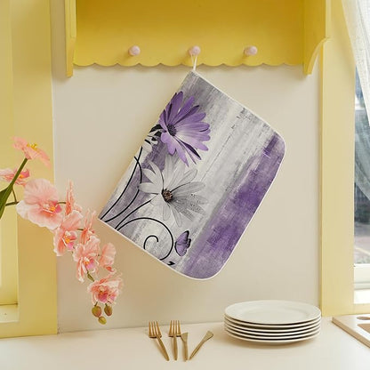Floral Dish Drying Mat 18x24 Inches