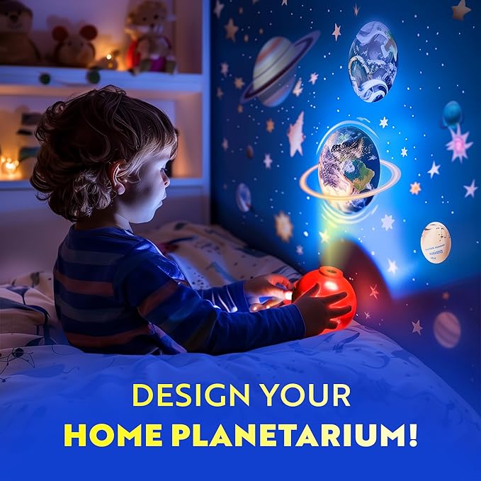 Playz Premium Solar System Model Kit for Kids - 4 Speed Motor, HD Planetarium Projector, 8 Painted Planets & 8 White Foam Balls with Paint and Brush for a Hands-On STEM DIY Project for Space Toys