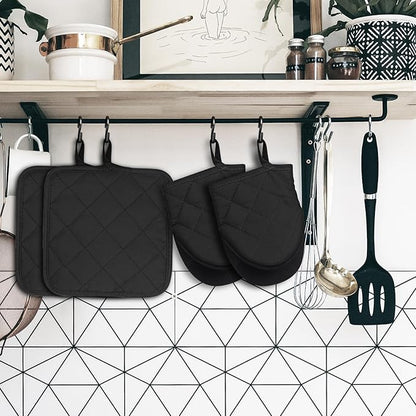 Oven Mitts and Pot Holders Set, Heat Resistant Silicone Kitchen Mini Oven