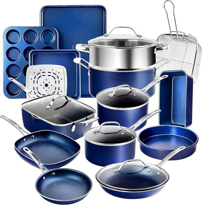 Granitestone Ceraluxe 20 Pc Ceramic Cookware Set Nonstick, Complete Pots and