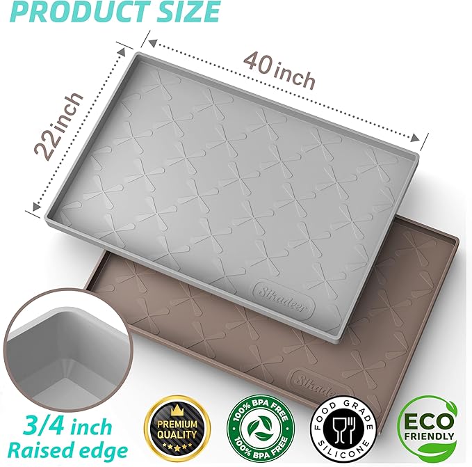 SIKADEER 40" x 22" Under Sink Mat Waterproof, Silicone Mat Kitchen Drawer Shelf