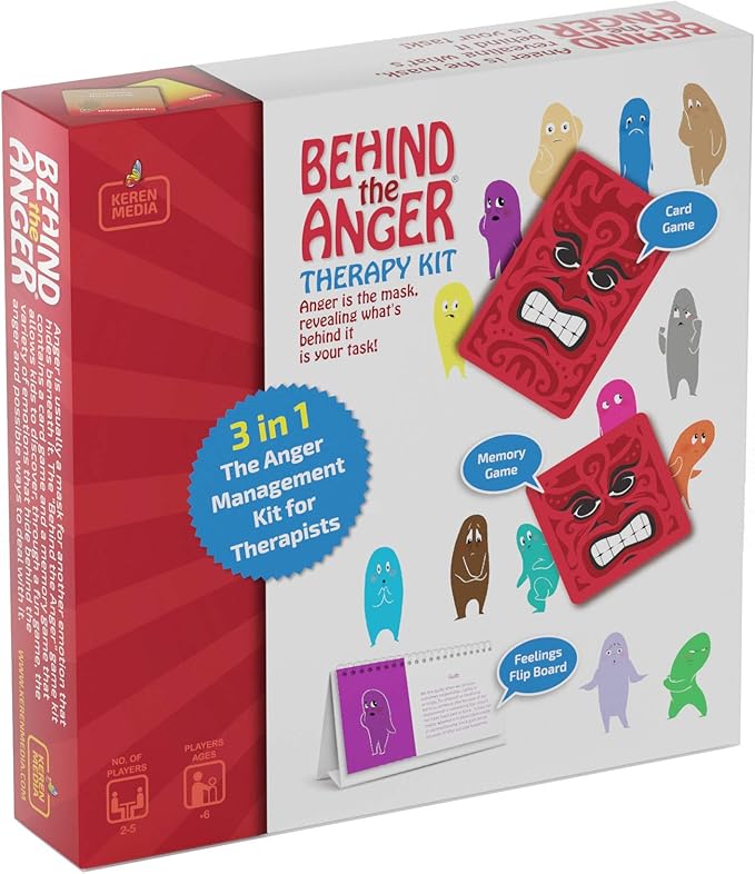 Behind the Anger Therapy Kit | Counseling Tools & Anger Management for Kids & Teens | CBT Games & Therapy Board Games for Emotional Regulation | for Therapists, Counselors & Teachers
