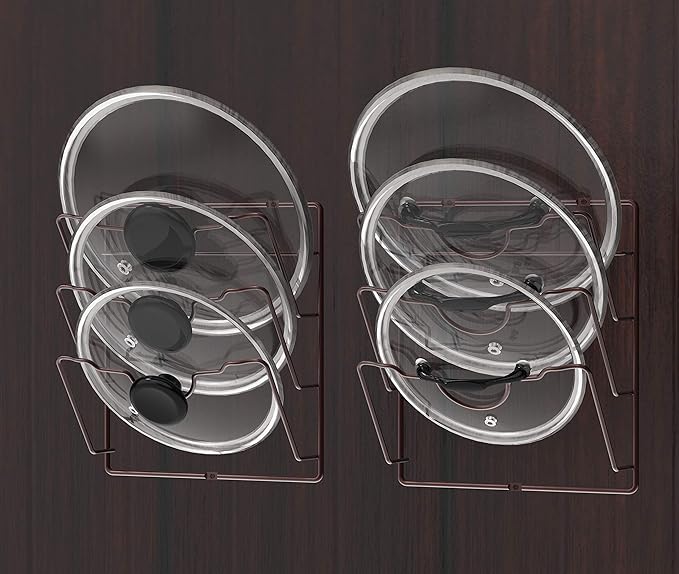Simple Houseware Cabinet Door/Wall Mount Pot Lid Organizer Rack, Bronze