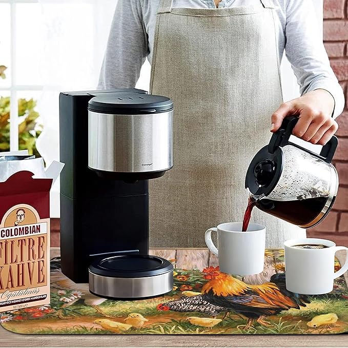 Kitchen Countertop Dish Drying Mat, Super Absorbent Coffee Bar Mat