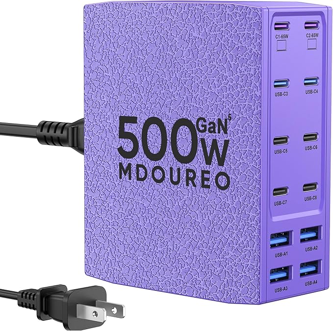500W USB C Charger Block, 12-Port USB C Charging Station