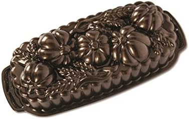 Nordic Ware 93448 Wheat & Pumpkin Cast Loaf Pan, 6 Cup Capacity, Bronze