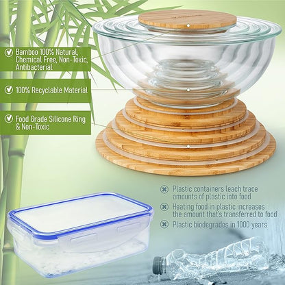Stackable Space-Saving Set of 5 Nesting Glass Bowls