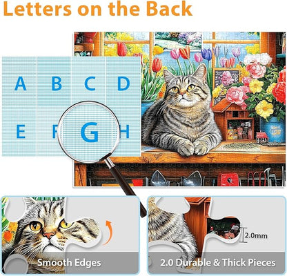Puzzles for Adults 500 Pieces,Cute Cats Puzzle for Adults,Flower & Kittens Jigsaw Puzzles,Recyclable Cardboard Puzzles for Seniors Kids Teen,Puzzle for Family Game Nights, 20.5x15 in