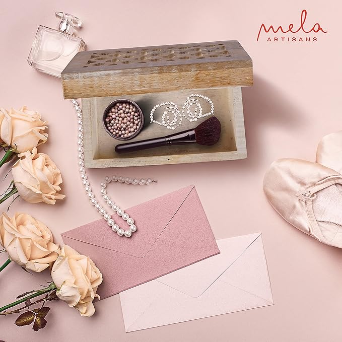 Mela Artisans Wooden Keepsake Box | Whitewash Mango Wood Memory & Photo Storage Box with Hinged Lid | Decorative Storage Box | Medium | 7.5x4.5x3 Inch