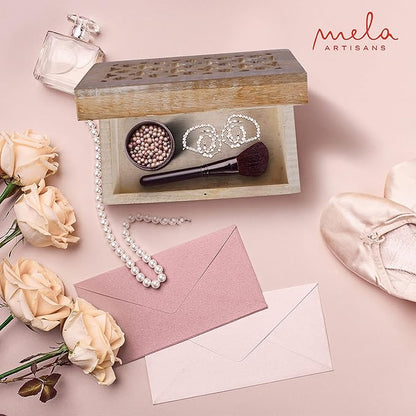 Mela Artisans Wooden Keepsake Box | Whitewash Mango Wood Memory & Photo Storage Box with Hinged Lid | Decorative Storage Box | Medium | 7.5x4.5x3 Inch