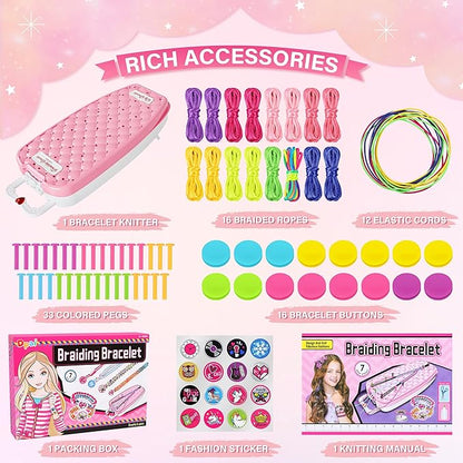 Dpai Friendship Bracelet Making Kit for Girls,DIY Arts and Crafts Toys,Jewelry String Maker Kit,The Best Birthday Gifts Ideas for Girls 6 7 8 9 10 11 12+ Years Old（Pink）