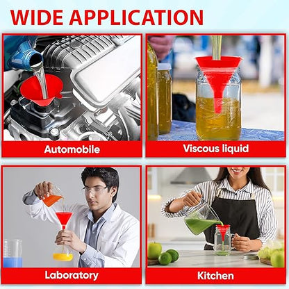 Funnel for Kitchen Use – Red Set in 4 Sizes | Durable, Non-Toxic Food Grade