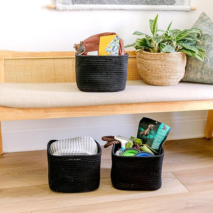 NaturalCozy Storage Cubes 9”x9”x7”Cotton Rope Woven Baskets