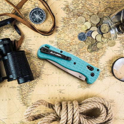 FLISSA 4.5" Folding Pocket Knife, Lightweight EDC Pocket Knife with Axis Lock, 3.2" AUS-8 Steel Blade, Sharp Camping Hiking Knife with Pocket Clip, Unique Tool Gift for Men, Dad (Blue)