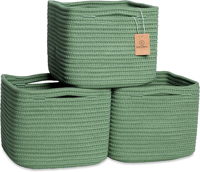 NaturalCozy Storage Cubes 9”x9”x7”Cotton Rope Woven Baskets