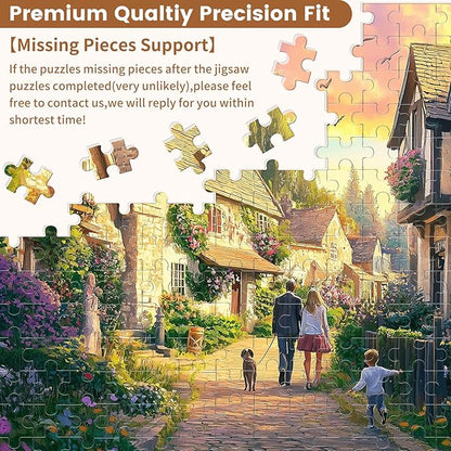 Warm Family Puzzle for Adults, Spring Flowers Puzzle for Adults Children Elderly,500 Piece Sunset Strolls Jigsaw Puzzle as Home Decor, Friends Family Activity Game Nights Gifts, 20.5×15 in