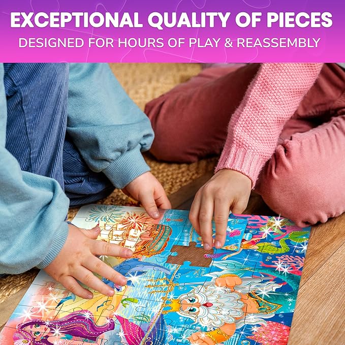 QUOKKA Puzzles for Kids Ages 4-6 – 4-Pack 60-Piece Puzzles for Kids – Fairy Tale Jigsaw Puzzle Set with Princess – Quiet Time Toys for Preschoolers – FSC Certified Learning Toy – Gift for 5 Year Olds