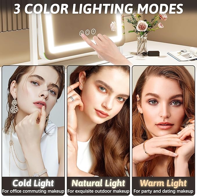 FENNIO Vanity Mirror with Lights 22 Inch- LED Lighted Makeup Mirror, Large