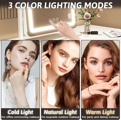 FENNIO Vanity Mirror with Lights 22 Inch- LED Lighted Makeup Mirror, Large