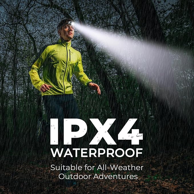 Rechargeable Headlamp Flashlight,Super Bright LED Head Torches,Sensor Control, 6 Light Settings, IPX5 Waterproof & Lightweight, Ideal for Camping, Running & Hiking Outdoor (2, Black)