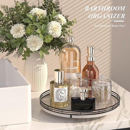 13" Oak Bathroom Vanity Tray Turntable