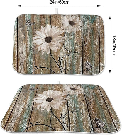 Floral Dish Drying Mat 18x24 Inches