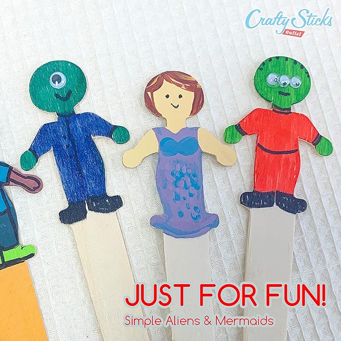 300 Pack Wooden People Craft Sticks, 5.25" Popsicle Stick Figures