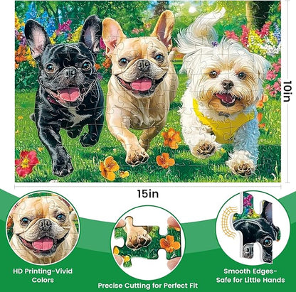 3-Pack 100 Piece Puzzles for Kids,Dogs Rabbits Animals Puzzle for Kids Age 4-6 6-8 8-10,Unique Large Piece Jigsaw Puzzle,Recycled Paper,Bright & Colorful Educational Puzzle,Great Gift for Boys Girls
