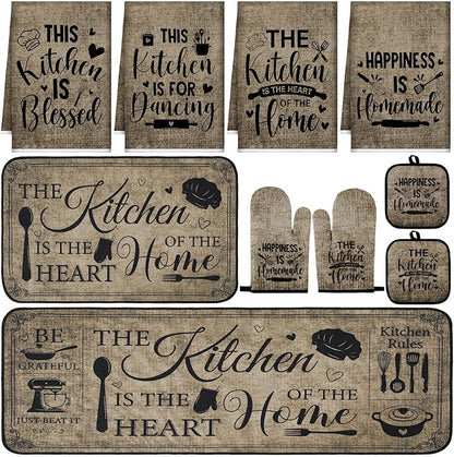 Fourluoo 10 Pcs Farmhouse Kitchen Decor and Accessories Set 4 Kitchen Towels 2