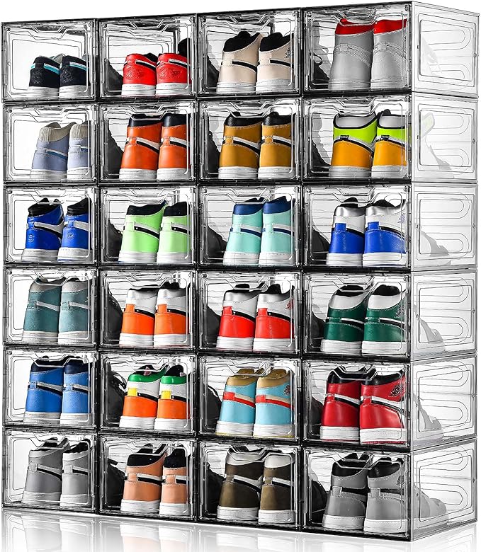 12 Pack Shoe Boxes Shoes Organizer, Shoe Storage Organizer Boxes