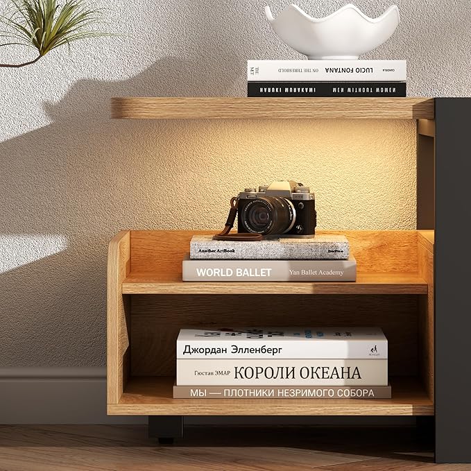 TV Stand with LED Lights and Storage cabinet