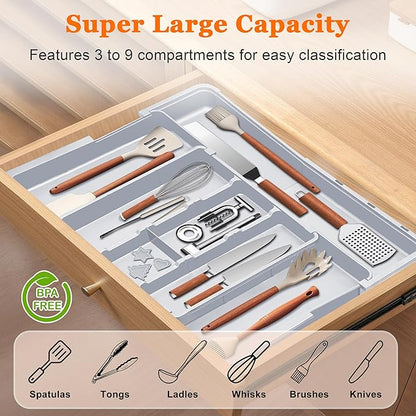 Spaclear Large Utensil Drawer Organizer Expandable Silverware Organizer