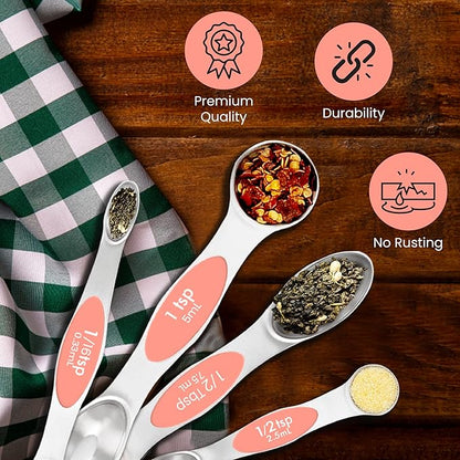 Magnetic Measuring Spoons Set of 9 Stainless Steel Dual-Sided Stackable