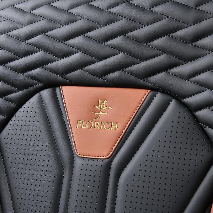 FLORICH Seat Covers for Cars, Waterproof Seat Covers, Leather Car Seat Covers 2 Pack, Universal Seat Cushion Protector for Most Cars Trucks SUV-Brown&Black