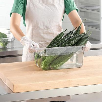 6-Pack 1/2 Size Clear Food Pan 4 Inch Deep Hotel Pan for Party and Catering BPA-free Polycarbonate Food Storage Container Stackable Freezer-safe